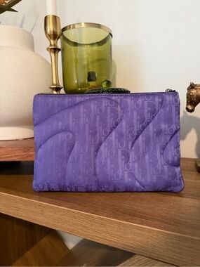 Dior ERL Purple Quilted Logo Wristlet Pouch